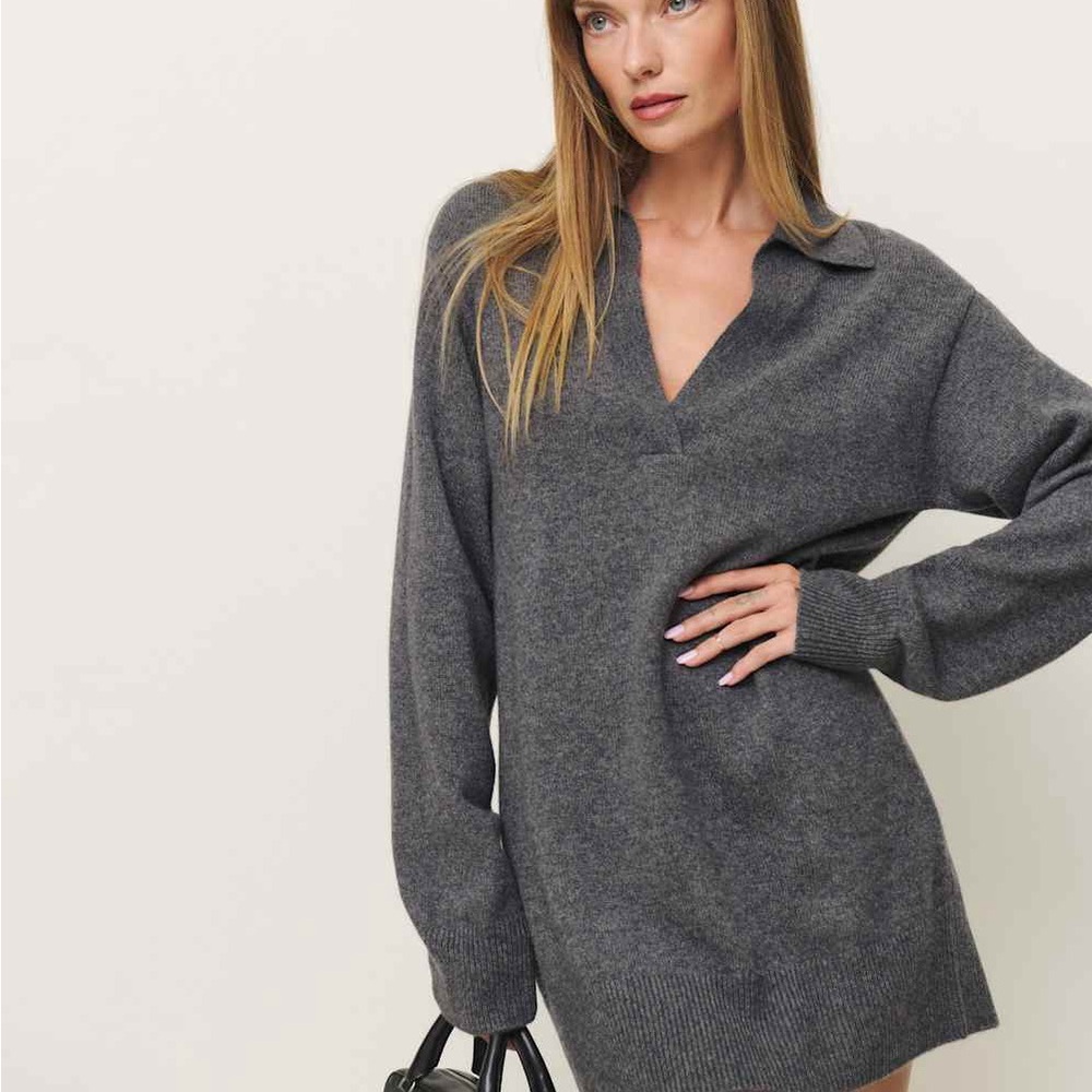 Reformation Gray Sweater Dress